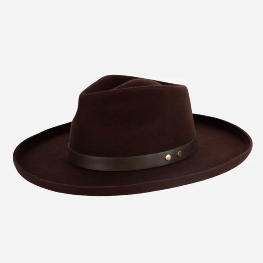 Gigi Pip Luca Pencil Brim Teardrop Fedora in Dark Cherry